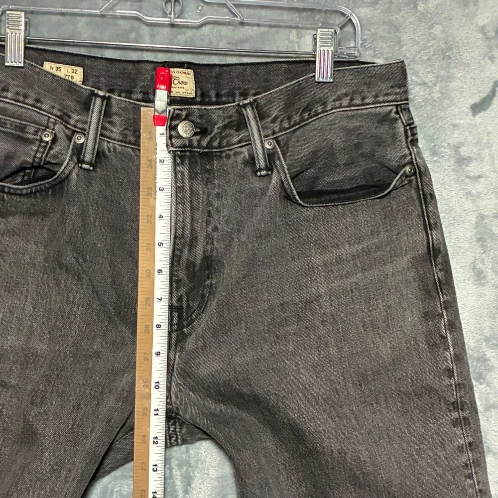 J Crew 770 Gray Wash Straight Taper‎ Jeans Men's 35x32 Distressed